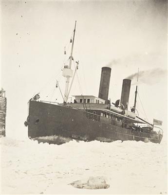 (RUSSIA--SIBERIA) An album with 84 photographs documenting the reconstruction of two ships at Lake Baikal to continue the Trans-Siberia